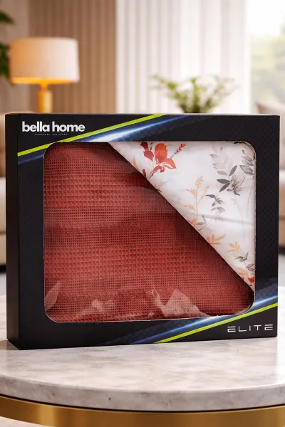 Kiremit 200x230 Cm Bella Home Çift Kişilik Pamuklu Petek Pike Takımı 474611
