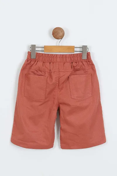 Kiremit (3-10 Yaş)Naturel Baskılı Gabardin  Şortlu Erkek Çocuk Takım 356916