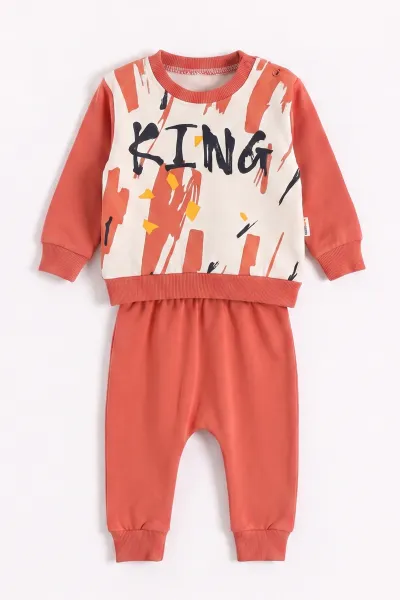 Kiremit (3-24 Ay) King Baskılı Erkek Bebek 2'li  Takım 473028