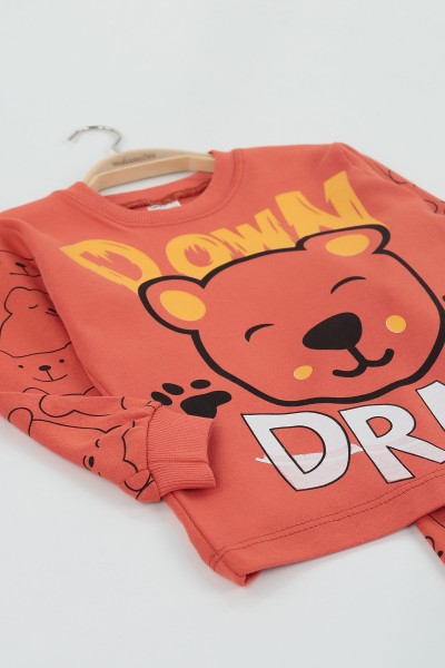 Kiremit (4-6 yaş) Drag Baskılı Erkek Çocuk Pijama Takımı 134207