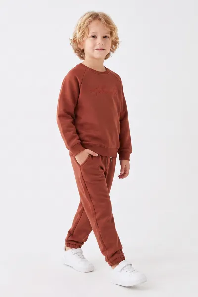 Kiremit (5-12 Yaş) Authentic Nakışlı 3 İp Şardonlu Erkek Çocuk Kışlık Takım 483532