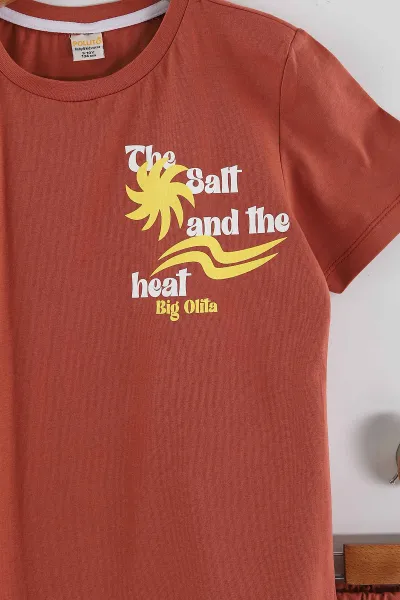 Kiremit (5-13 Yaş) The Ball Baskılı Şortlu Penye   Erkek Çocuk Yazlık 2'li Takım 454637