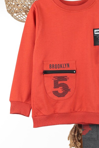 Kiremit (7-10 Yaş) Brooklyn Baskılı Erkek Çocuk Takım 142527
