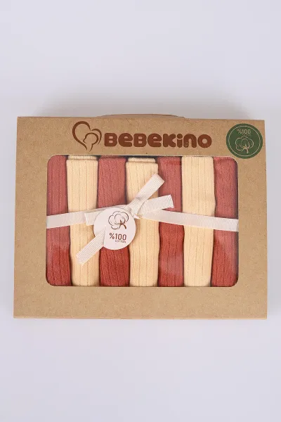 Kiremit 7'li Kutulu ve Pamuklu Unisex Bebek Mendil 476586