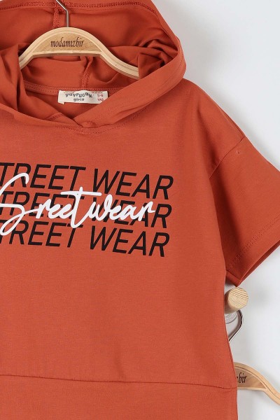 Kiremit (9-12 Yaş) Street Wear Baskılı Kız Çocuk Takım 180949