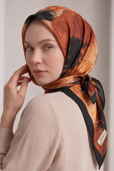 Kiremit 90x90 Cm Dijital Baskılı Florenza Desen Soft Eşarp 498663