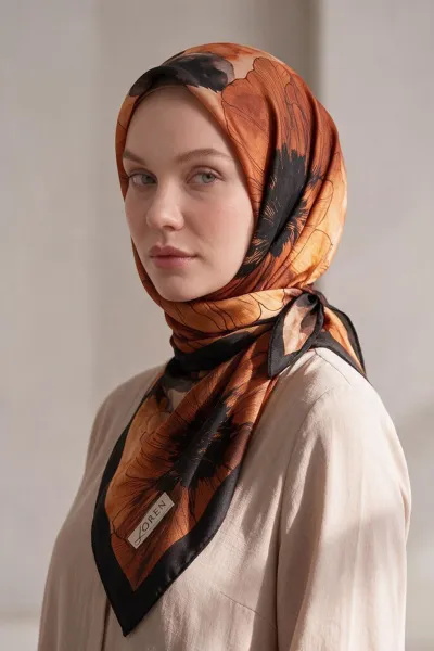 Kiremit 90x90 Cm Dijital Baskılı Florenza Desen Soft Eşarp 498663