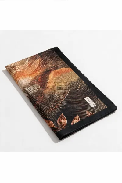 Kiremit 90x90 Cm Dijital Baskılı Orbit Desen Soft Eşarp 498492