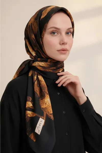 Kiremit 90x90 Cm Dijital Baskılı Velvet Bloom Desen Soft Eşarp 498526