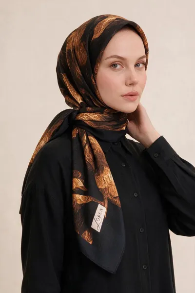 Kiremit 90x90 Cm Dijital Baskılı Velvet Bloom Desen Soft Eşarp 498526