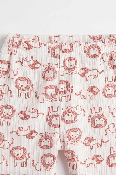 Kiremit Beyaz  (1-3 Yaş) Aslan Desenli Raporlu Çocuk Pijama Takım 477332