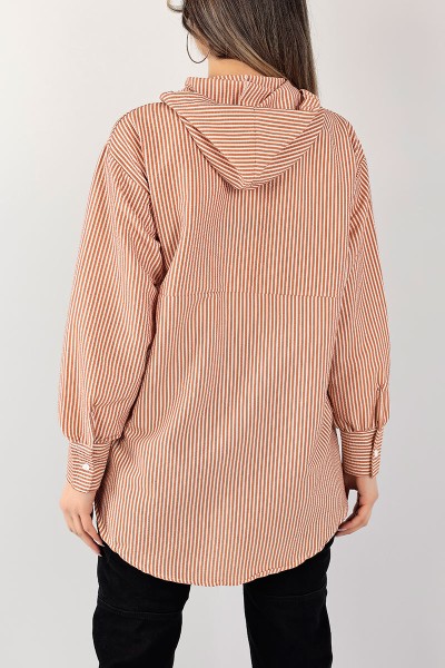 Kiremit Düğmeli Gofre Kumaş Tunik 101603
