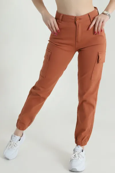 Kiremit Kargo Cep Kadın Kot Pantolon 472310