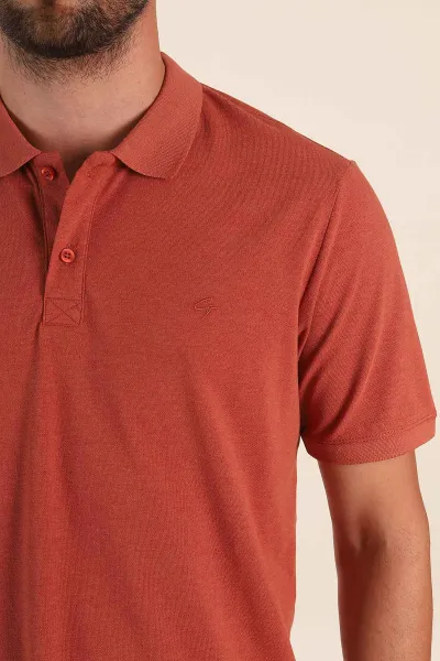 Kiremit Kırçıllı Regular Fit Basic Polo Yaka Erkek Tişört 372077