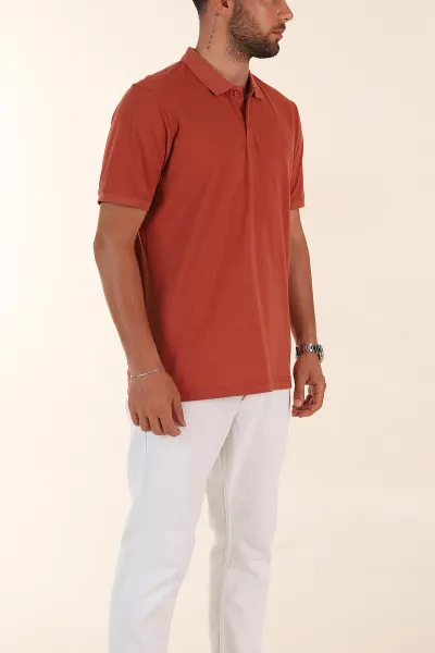 Kiremit Kırçıllı Regular Fit Basic Polo Yaka Erkek Tişört 372077