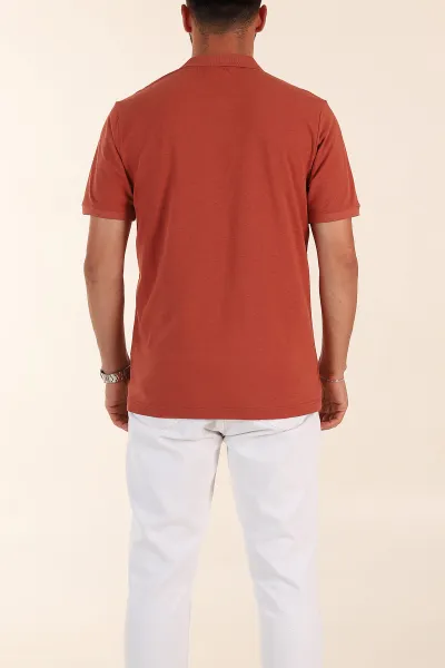 Kiremit Kırçıllı Regular Fit Basic Polo Yaka Erkek Tişört 372077