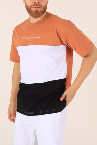Kiremit Oversize Yazı Baskılı Tişört 171958