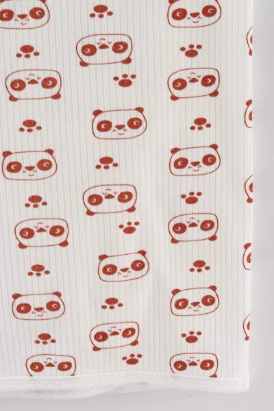 Kiremit Panda Desenli Tek Kat Raporlu Bebek Battaniye 464723