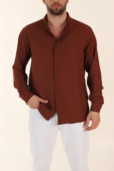 kiremit-regular-fit-ata-yaka-uzun-kollu-erkek-gomlek-369869