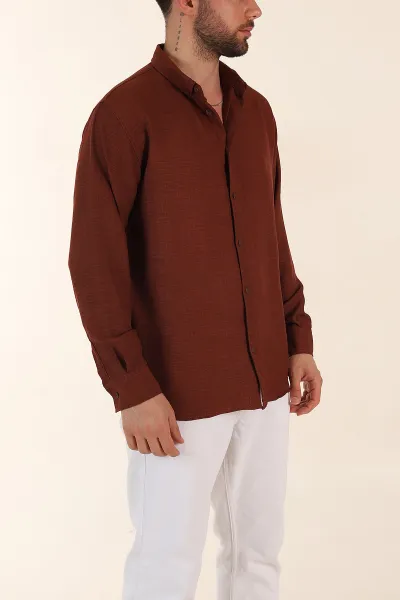 Kiremit Regular Fit Ata Yaka Uzun Kollu Erkek Gömlek 369869