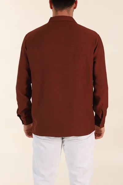 Kiremit Regular Fit Ata Yaka Uzun Kollu Erkek Gömlek 369869