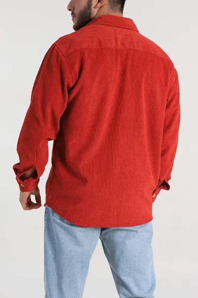 Kiremit Relaxed Fit Kadife Erkek Gömlek 314707