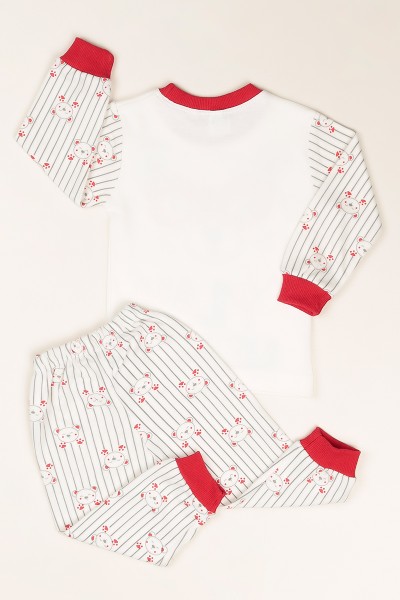 Kırmızı (1-3 Yaş) Ayı Baskılı Erkek Çocuk Pijama  Takımı 82751