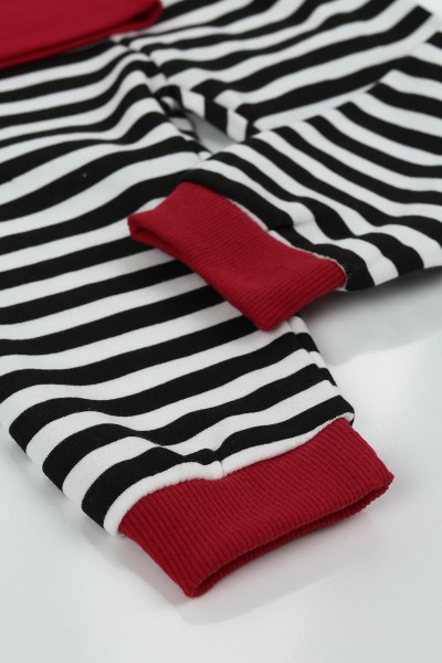Kırmızı (1-3 Yaş) Çizgili Penguen Erkek Çocuk Pijama Takımı 128982