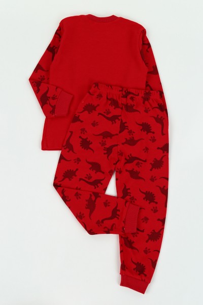 Kırmızı (1-3 Yaş) Dinazor Desenli Erkek Çocuk Pijama Takımı 128987