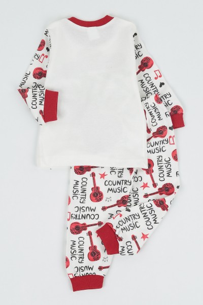 Kırmızı (1-3 Yaş) Gitar Tiesta Baskılı Erkek Çocuk Pijama Takım 135562