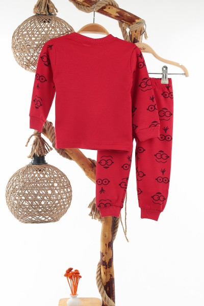 Kırmızı (1-3 Yaş) Minyon Baskılı Erkek Çocuk Pijama Takımı 138023