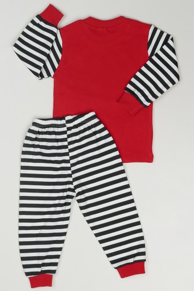 Kırmızı (1-3 Yaş) Saatli Kurbağa Baskılı Çocuk Pijama Takımı 86612