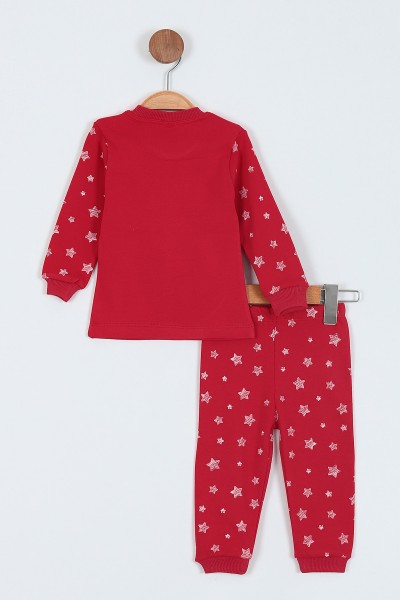 Kırmızı (1-3 Yaş) Yıldız Baskılı Erkek Çocuk Pijama Takım 219282
