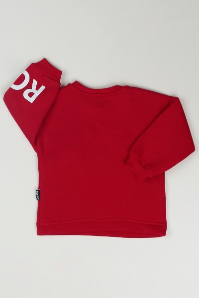 Kırmızı (1-4 Yaş) Cep Detay Armalı Erkek Çocuk Sweatshirt 85525