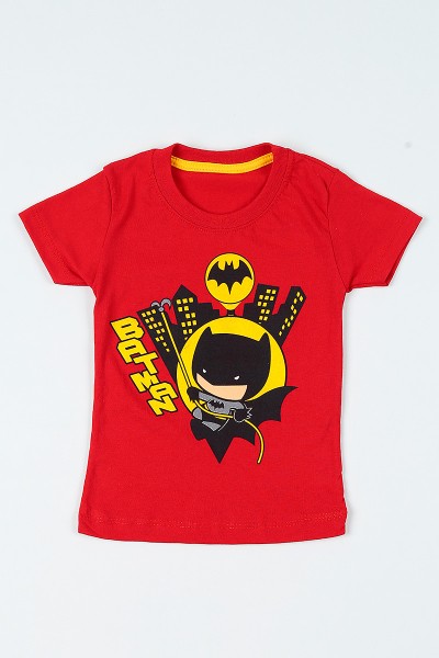 Kırmızı (1-6 yaş) Batman Baskılı Erkek Çocuk Tişört 108036