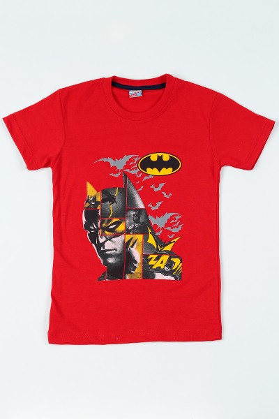 Kırmızı (1-6 yaş) Batman Baskılı Erkek Çocuk Tişört 108325