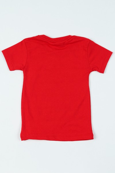 Kırmızı (1-6 Yaş) Dinazor Baskılı Erkek Çocuk Tişört 108288