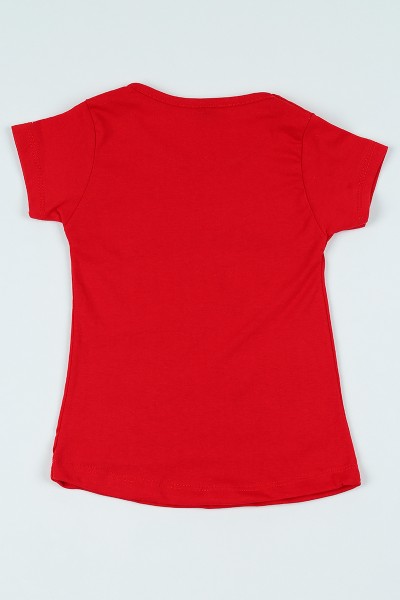 Kırmızı (1-6 yaş) Kelebek Baskılı Kız Çocuk Tişört 106946