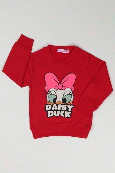 Kırmızı (1-8 Yaş) Şirin Daisy Duck Baskılı Kız Çocuk Sweatshirt 89624
