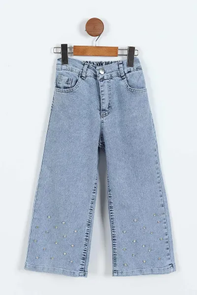 Kırmızı (1-9 Yaş)  Gömlekli  Taşlı Baskılı Sweatli   Kot Pantolonlu Kız Çocuk 3'lü Takım 410326
