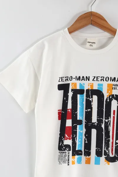 Kırmızı (1-9 Yaş)Zero Baskılı Tişörtlü ve Şortlu Erkek Çocuk Yazlık Takım 456436