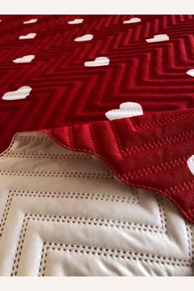 Kırmızı 160x240 Cm Tek Kişilik Çok Amaçlı Pike Takımı 395548
