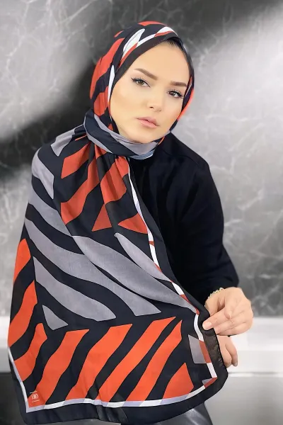 Kırmızı 180X70 cm Dijital Baskı Lorenza Desenli Pamuk Şal 336607