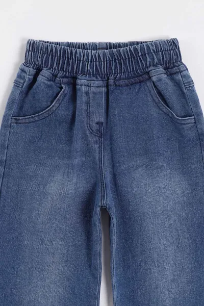 Kırmızı (2-7 Yaş)  Çizgili Triko Kazaklı Kot Pantalonlu Kız Çocuk Takım 500538