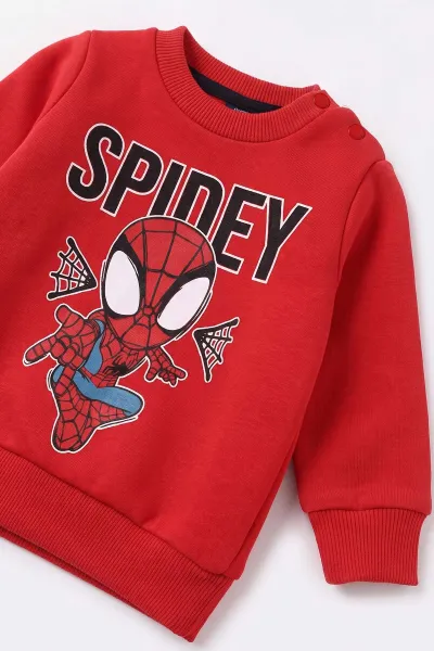 Kırmızı (3-24 Ay) Spidey Baskılı 3 İp Şardonlu Erkek Bebek Kışlık Takım 497118