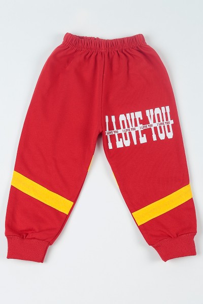 Kırmızı (3-8 Yaş) I Love You Baskılı Kız Çocuk Eşofman Altı 93332
