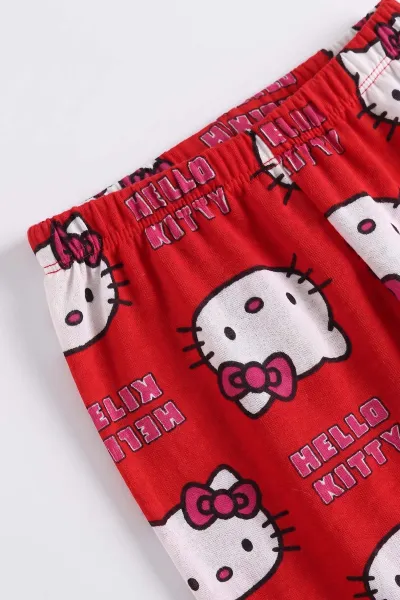 Kırmızı (4-10 Yaş) Desenli 2 İp Kız  Çocuk Pijama Takım 483339