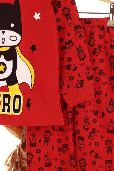 Kırmızı (4-6 Yaş) Lol Kahraman Baskılı Erkek Çocuk Pijama Takım 150869