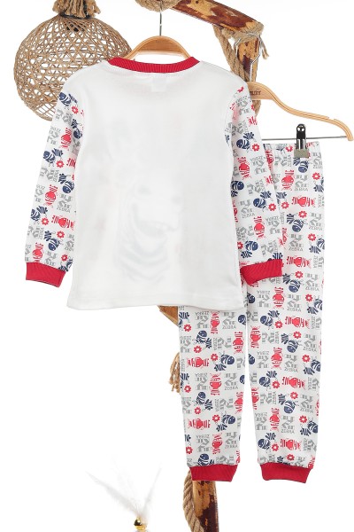 Kırmızı (4-6 Yaş) Zebra Baskılı Erkek Çocuk Pijama Takım 141041