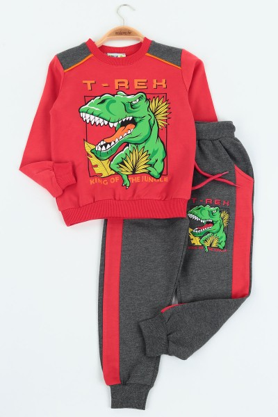 kirmizi-4-8-yas-t-rex-dinosaur-baskili-iki-ip-erkek-cocuk-takim-137549